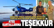 Denizli’de orman yangınlarına müdahale eden helikopter ekibine teşekkür plaketi